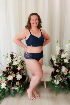Anne Mid Waist truse - Mørk blå