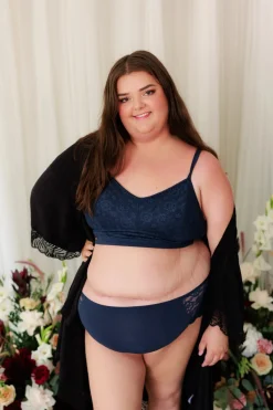 Anne Mid Waist truse - Mørk blå