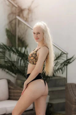 High Waist Bikini String - Svart