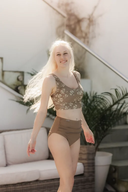 High Waist bikinitruse - Mørk Beige