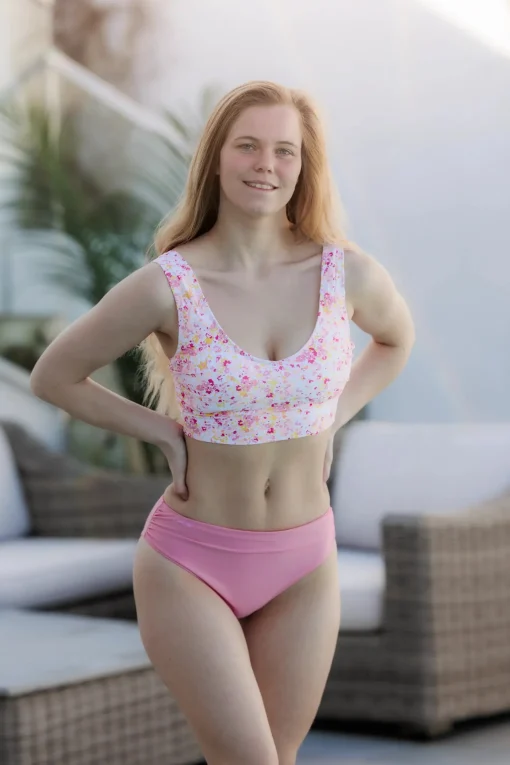 Miami bikinitopp - Lyserosa - Flower paint