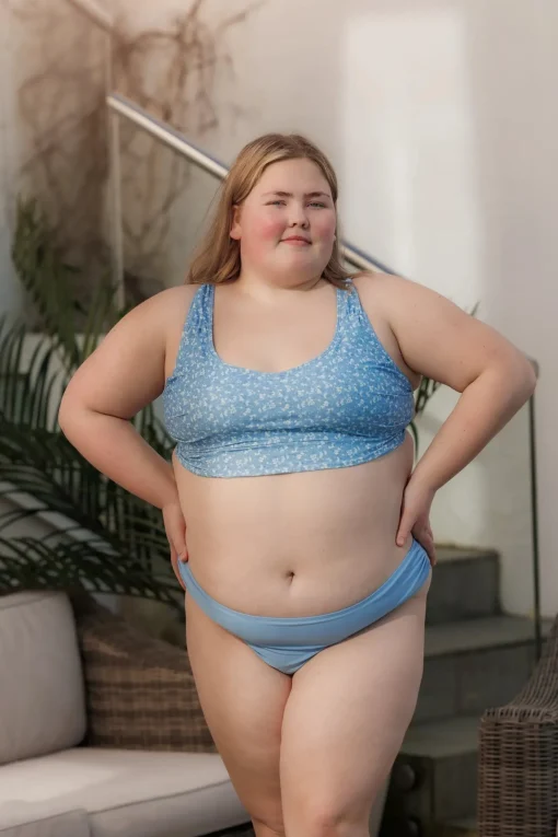 Mid Waist Bikini String - Lyseblå
