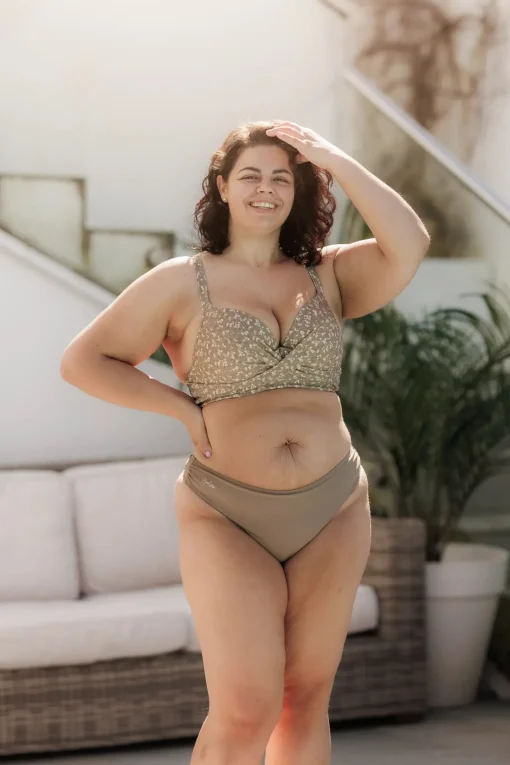 Mid Waist Bikini String - Mørk Beige