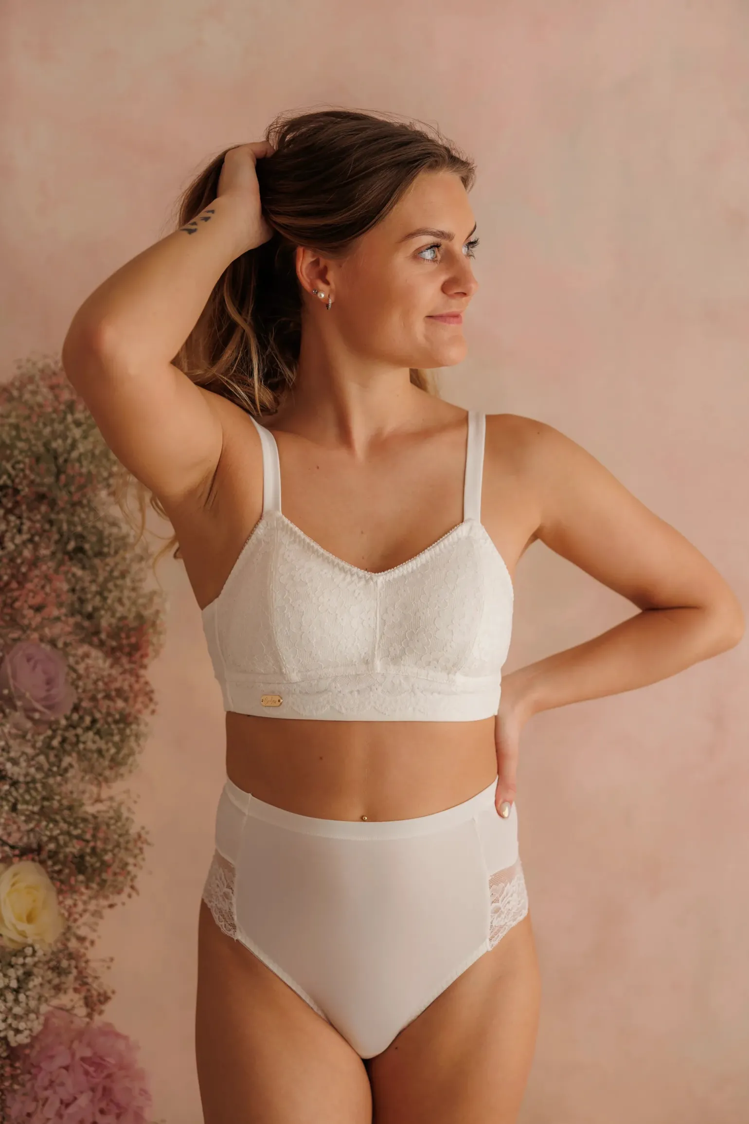 Aline Flower Bra Small Cup - Bright White