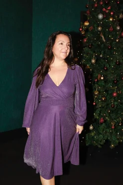 Belle Glitterkjole - Mørk lilla