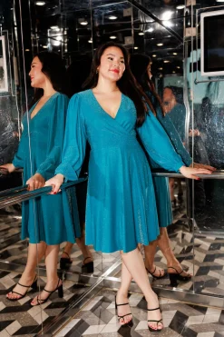 Belle Glitterkjole - Turkis