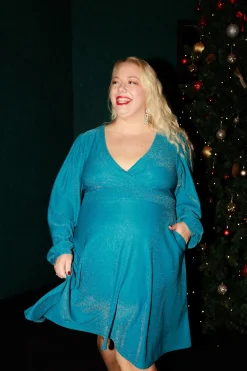 Belle Glitterkjole - Turkis