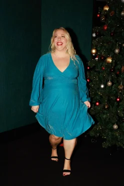 Belle Glitterkjole - Turkis