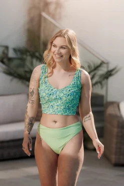 Mid Waist Bikini String - Pastellgrønn